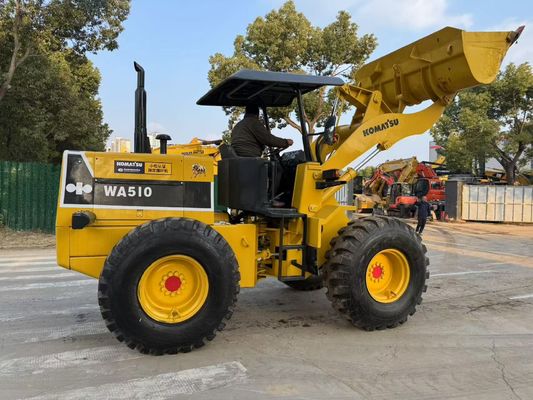 মূল জাপান ব্যবহৃত Komatsu WA510 মিনি চাকা লোডার ভাল অবস্থায় কাজ করছে