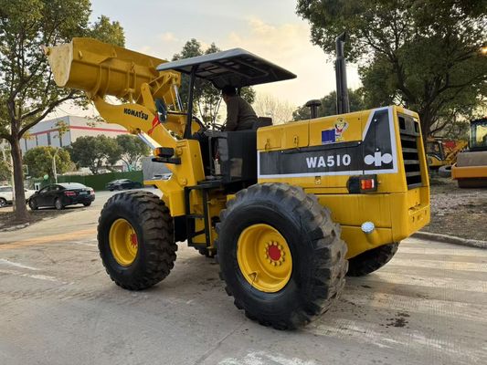 মূল জাপান ব্যবহৃত Komatsu WA510 মিনি চাকা লোডার ভাল অবস্থায় কাজ করছে