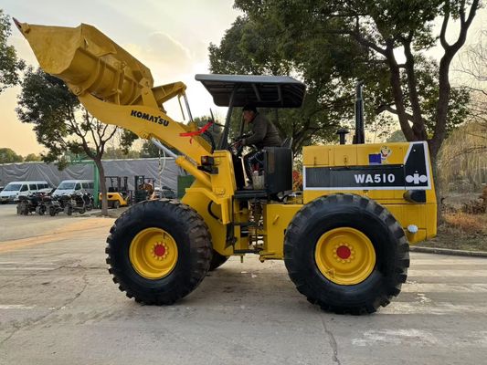 মূল জাপান ব্যবহৃত Komatsu WA510 মিনি চাকা লোডার ভাল অবস্থায় কাজ করছে